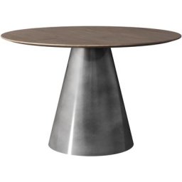 Table ronde 4 personnes en bois d'acacia massif et métal D120 cm - Belini - Gris