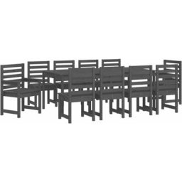 Ensemble à dîner de jardin 11 pcs gris bois massif de pin Vidaxl Grey pine