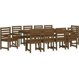 Ensemble à dîner de jardin 11 pcs marron miel bois pin massif Vidaxl Honey brown pine