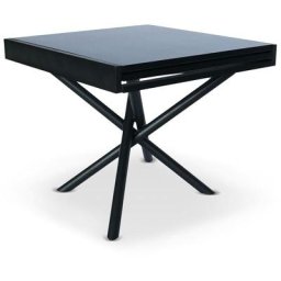 Table extensible moderne L90-180cm Liberac Métal noir et Bois Noir mat - Noir