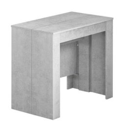Table console extensible gandia gris béton jusqu'à 10 couverts avec allonges intégrées - gris