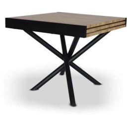 Table extensible moderne L90-180cm Liberac Métal noir et Bois effet Sonoma - Bois / Noir