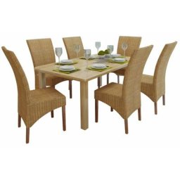 Lot de 6 Chaises de salle à manger Marron Rotin naturel,design élégant,pour Salon,cuisine