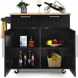 Dessertes Îlot Central Cuisine avec Table 4 Roues Universelles Porte-Serviettes, Desserte avec 2