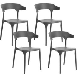 Beliani - Lot 4 Chaises de Salle à Manger Empilables en Plastique Gris Foncé Gubbio - Gris
