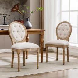 Chaises de salle à manger Set de 2 chaises de cuisine avec boutons touffetés Louis chaises