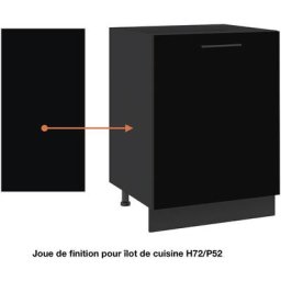 Panneau de finition pour îlot de cuisine Lovia Noir Mat h 72 l 56 cm