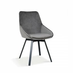 Price Factory - Chaise pivotante en velours gris pour salle à manger. Collection kiru - Gris
