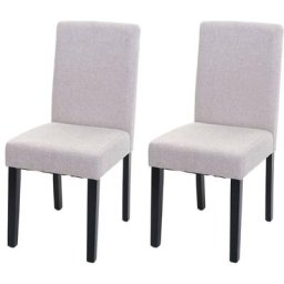 HW - 2x chaise à manger chaise de cuisine Littau - textile, beige crème, pieds foncés