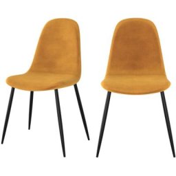 Chaise en velours et pieds en métal (lot de 2) - Malrik - Jaune