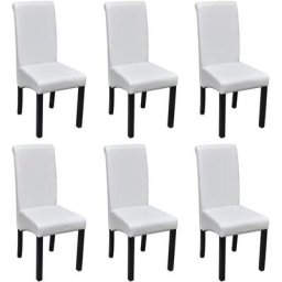 Chaises à manger lot de 6 blanc similicuir Vidaxl White