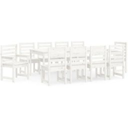 Ensemble à dîner de jardin 11 pcs blanc bois massif de pin vidaXL - White pine
