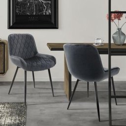 Ml-design - Set 2x chaises de salle à manger fauteuils de cuisine anthracite pieds en métal