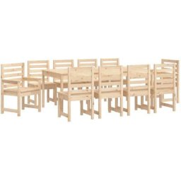 Ensemble à dîner de jardin 11 pcs bois massif de pin vidaXL - Natural pine