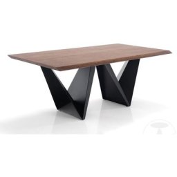 Table rectangle en bois mdf et pieds en acier noir Lola l 200 cm 2