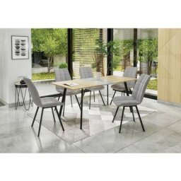 Table à manger extensible rectangulaire 120-160 x 80 x 76 cm - Chêne sonoma/Gris - Chêne sonoma/Gris