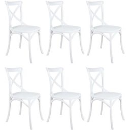 Chaise Vintage x6 Pompei White Restaurant Cross Back Modern Retro Pub