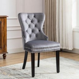 Lot de 4 Chaise de Cuisine - Chaise de Salle à Manger Rembourrée Velours Confort, Bouton Chrome,