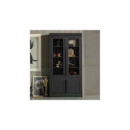 Vitrine 4 portes 110x44x215 cm en verre et pin noir
