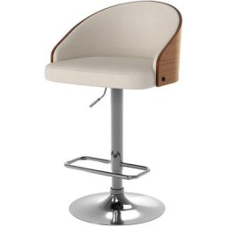 Chaise de bar réglable 63/84 cm en tissu - Carmelo - Beige