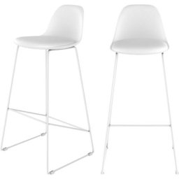 Chaise de bar 75 cm (lot de 2) - Leni - Blanc