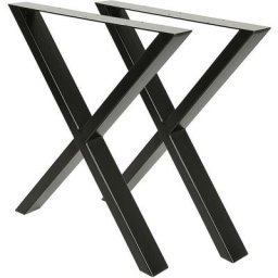 Hofuton Set de 2 Pieds de Table Pied de Meuble Métal Forme x Pied de Table à Manger Noir 67 x 72 cm