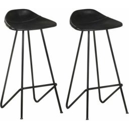 Tabourets de bar lot de 2 noir cuir véritable Vidaxl Noir
