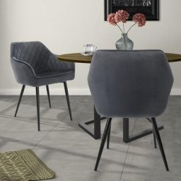 Ml-design - Lot 2x chaises de salle à manger rembourré en velours fauteuils salon anthracite