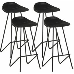 Tabourets de bar lot de 4 noir cuir véritable Vidaxl Noir