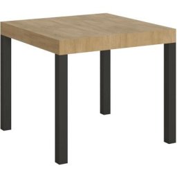 Table Everyday Extensible Dessus Chêne Nature 90x90 Allongée 246 cadre Anthracite