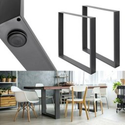 Set 2 Pieds de table industriel rectangulaire support banc meuble gris 70x72cm