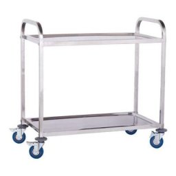Helloshop26 - Chariot de service professionnel 101 x 55 cm acier inoxydable trempé 2 étages max 160
