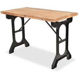 Table de salle à manger Sapin massif Dessus de table en bois Vidaxl Brun
