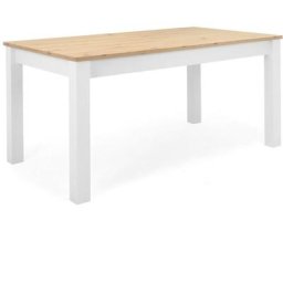 Table a manger extensible BERGEN - Décor chene artisan et blanc - Rallonge 55 cm - Jusqu'a 12