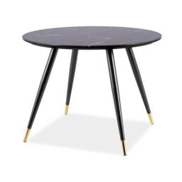 Table à manger ronde en verre effet marbre et métal - 4 couverts - d 100 x h 76 cm - Livraison