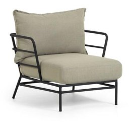Fauteuil Mareluz en acier noir - Beige - Kave Home