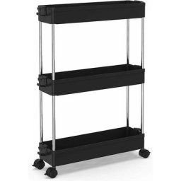 Chariot de Rangement Mince Mobile sur 3 Niveaux, Chariot de Stockage, Étagère sur roulettes, pour