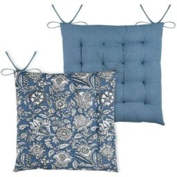 Homemaison - Galette de chaise au style fleuri Bleu 38 x 38 cm - Bleu