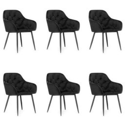Forto - Lot de 6 chaises style glamour salon/salle à manger - 81x55.5x61 cm - Fauteuil de table en
