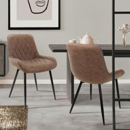 Ml-design - Set 2x chaises de salle à manger fauteuils de cuisine marron pieds en métal