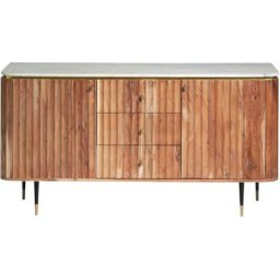 Buffet en bois de manguier et marbre blanc Judith - Marron