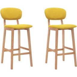 True Deal - Chaises de bar 2 pcs Jaune moutarde Tissu