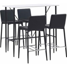 Ensemble de bar 5 pcs Similicuir Noir Vidaxl Noir