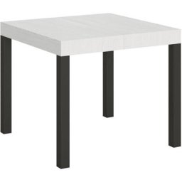 Table Everyday Extensible Dessus Frêne Blanc 90x90 Allongée 246 cadre Anthracite