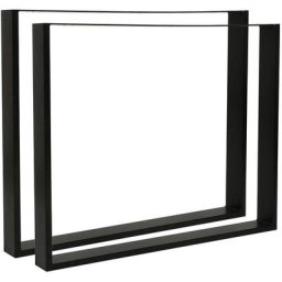 Skecten - Pieds de Table en Profil Carré 90x72cm Revêtement en Poudre Noir Piètement Meuble Support