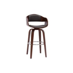 Miliboo - Tabouret de bar design noir et bois foncé noyer H67 cm pivotant 360° gao - Noyer / noir