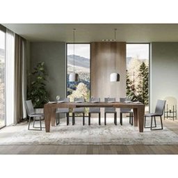 Table extensible 6 à 12 personnes bois foncé Kristo l 180 à 284 cm