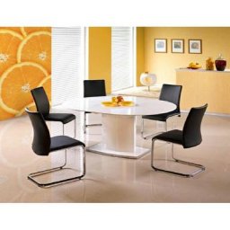 Table à manger extensible 120-160 cm x 120 cm x 76 cm - Blanc - Blanc