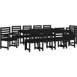 Ensemble à dîner de jardin 11 pcs noir bois massif de pin vidaXL - Black pine