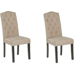 Lot de 2 Chaises Shirley Tapissées en Tissu Beige de Qualité Confort d'Assise Optimal et Élégance